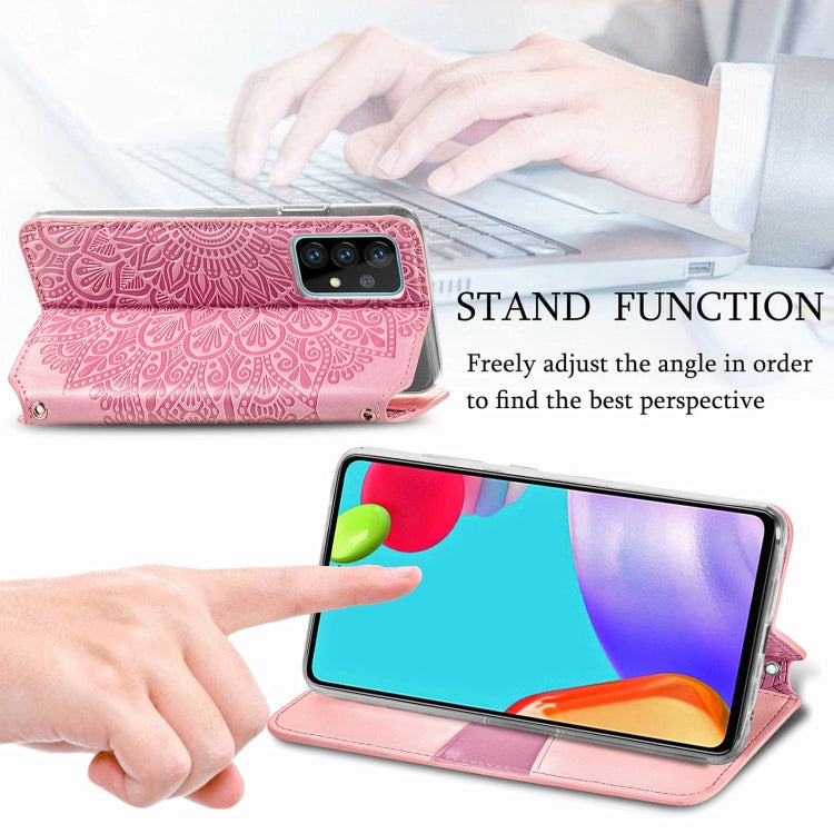 For Samsung Galaxy A52 5G / 4G Blooming Mandala Embossed Pattern Magnetic Horizontal Flip Leather Case with Holder & Card Slots & Wallet