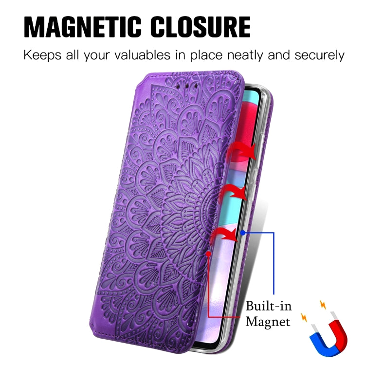 For Samsung Galaxy A52 5G / 4G Blooming Mandala Embossed Pattern Magnetic Horizontal Flip Leather Case with Holder & Card Slots & Wallet