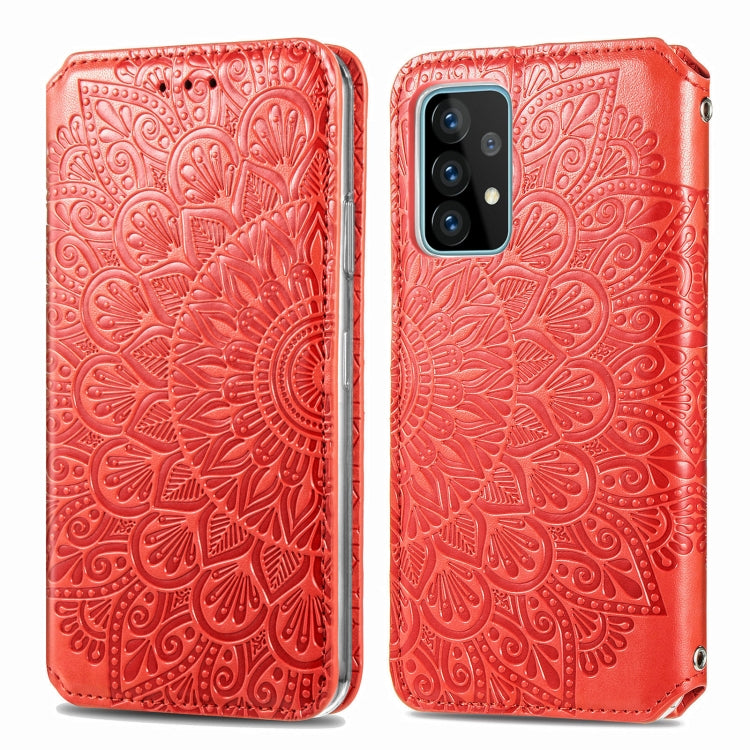 For Samsung Galaxy A52 5G / 4G Blooming Mandala Embossed Pattern Magnetic Horizontal Flip Leather Case with Holder & Card Slots & Wallet