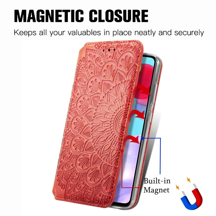 For Samsung Galaxy A52 5G / 4G Blooming Mandala Embossed Pattern Magnetic Horizontal Flip Leather Case with Holder & Card Slots & Wallet