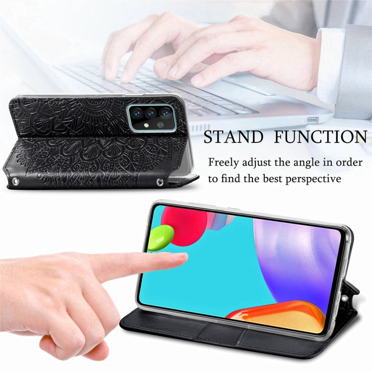 For Samsung Galaxy A52 5G / 4G Blooming Mandala Embossed Pattern Magnetic Horizontal Flip Leather Case with Holder & Card Slots & Wallet