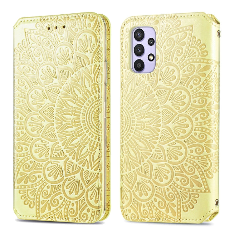 For Samsung Galaxy A32 5G Blooming Mandala Embossed Pattern Magnetic Horizontal Flip Leather Case with Holder & Card Slots & Wallet