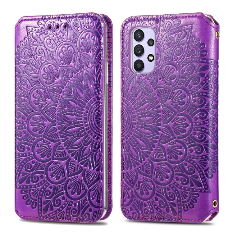 For Samsung Galaxy A32 5G Blooming Mandala Embossed Pattern Magnetic Horizontal Flip Leather Case with Holder & Card Slots & Wallet
