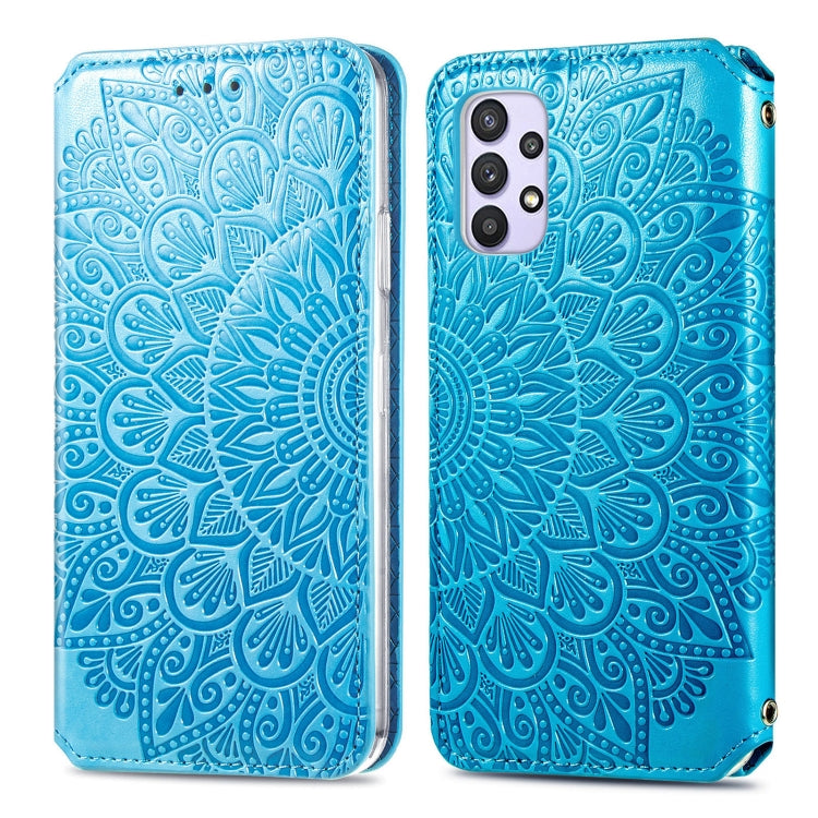 For Samsung Galaxy A32 4G Blooming Mandala Embossed Pattern Magnetic Horizontal Flip Leather Case with Holder & Card Slots & Wallet