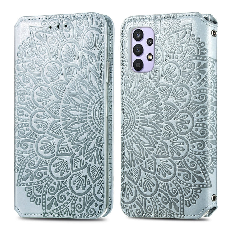For Samsung Galaxy A32 4G Blooming Mandala Embossed Pattern Magnetic Horizontal Flip Leather Case with Holder & Card Slots & Wallet