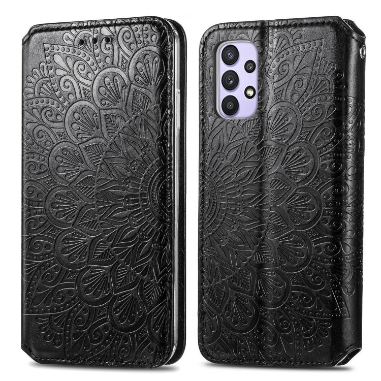 For Samsung Galaxy A32 4G Blooming Mandala Embossed Pattern Magnetic Horizontal Flip Leather Case with Holder & Card Slots & Wallet