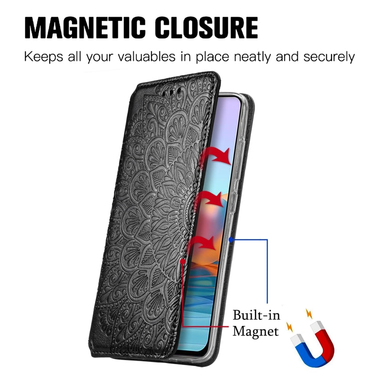 For Xiaomi Redmi K40 / K40 Pro Blooming Mandala Embossed Pattern Magnetic Horizontal Flip Leather Case with Holder & Card Slots & Wallet