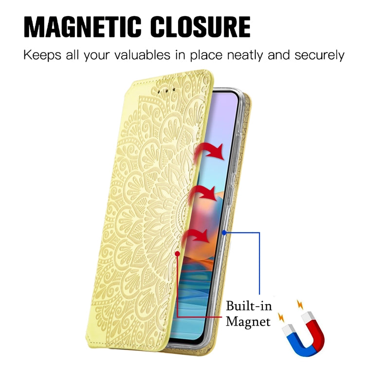 For Xiaomi Redmi Note 10 Pro Blooming Mandala Embossed Pattern Magnetic Horizontal Flip Leather Case with Holder & Card Slots & Wallet