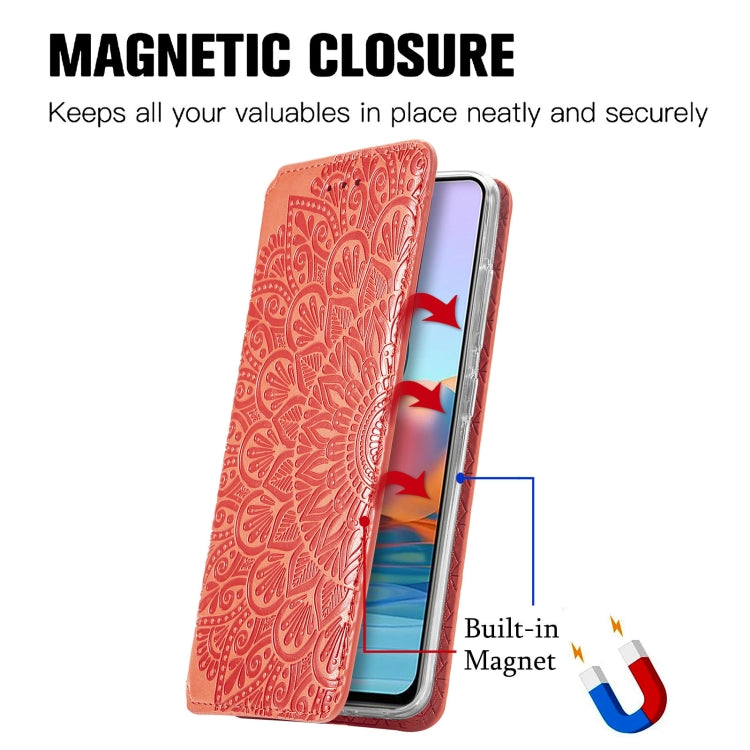 For Xiaomi Redmi Note 10 Pro Blooming Mandala Embossed Pattern Magnetic Horizontal Flip Leather Case with Holder & Card Slots & Wallet