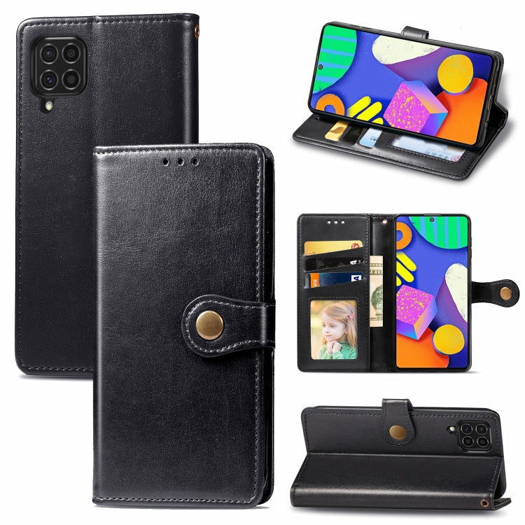 For Samsung Galaxy F62 Solid Color Leather Buckle Phone Case with Lanyard & Photo Frame & Card Slot & Wallet & Stand Function