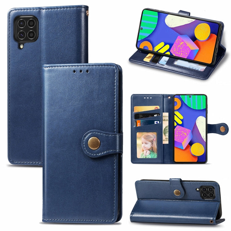 For Samsung Galaxy F62 Solid Color Leather Buckle Phone Case with Lanyard & Photo Frame & Card Slot & Wallet & Stand Function