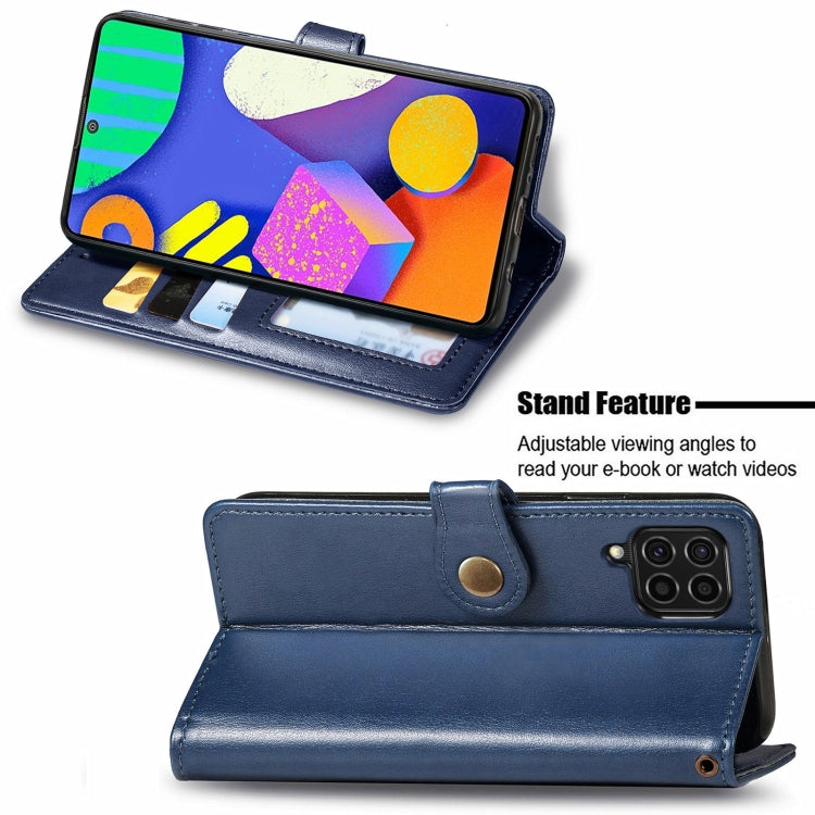 For Samsung Galaxy F62 Solid Color Leather Buckle Phone Case with Lanyard & Photo Frame & Card Slot & Wallet & Stand Function