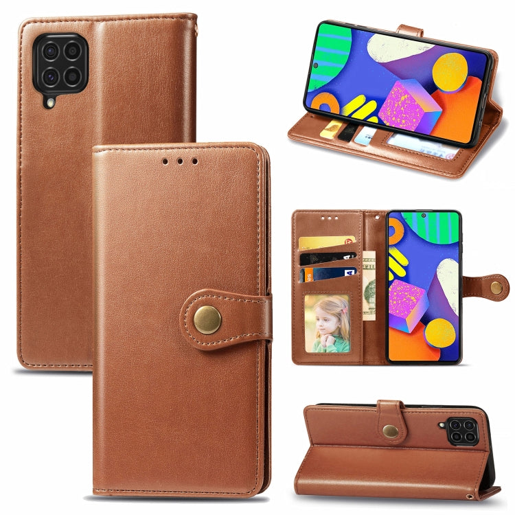 For Samsung Galaxy F62 Solid Color Leather Buckle Phone Case with Lanyard & Photo Frame & Card Slot & Wallet & Stand Function