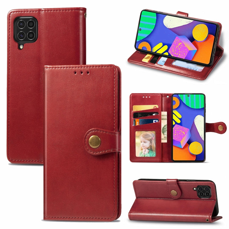 For Samsung Galaxy F62 Solid Color Leather Buckle Phone Case with Lanyard & Photo Frame & Card Slot & Wallet & Stand Function