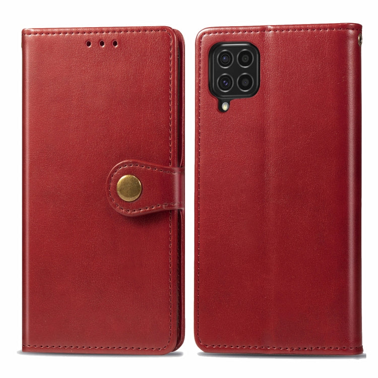 For Samsung Galaxy F62 Solid Color Leather Buckle Phone Case with Lanyard & Photo Frame & Card Slot & Wallet & Stand Function