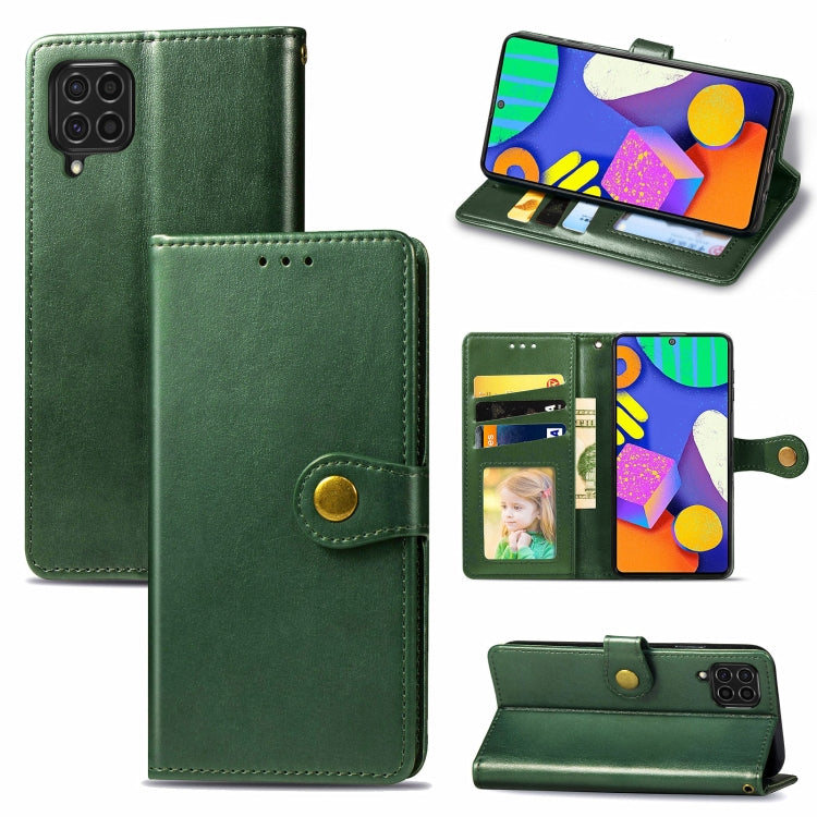 For Samsung Galaxy F62 Solid Color Leather Buckle Phone Case with Lanyard & Photo Frame & Card Slot & Wallet & Stand Function