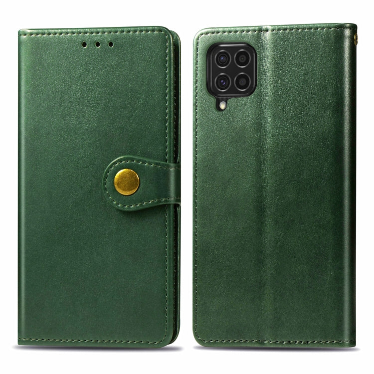 For Samsung Galaxy F62 Solid Color Leather Buckle Phone Case with Lanyard & Photo Frame & Card Slot & Wallet & Stand Function