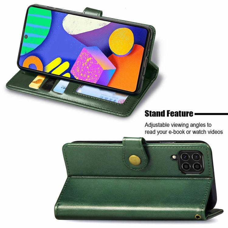 For Samsung Galaxy F62 Solid Color Leather Buckle Phone Case with Lanyard & Photo Frame & Card Slot & Wallet & Stand Function