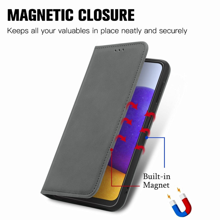 For Samsung Galaxy A22 4G (EU Version) Retro Skin Feel Business Magnetic Horizontal Flip Leather Case With Holder & Card Slots & Wallet & Photo Frame