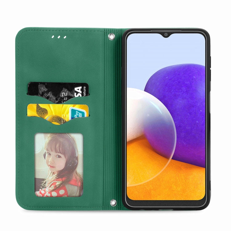 For Samsung Galaxy A22 4G (EU Version) Retro Skin Feel Business Magnetic Horizontal Flip Leather Case With Holder & Card Slots & Wallet & Photo Frame