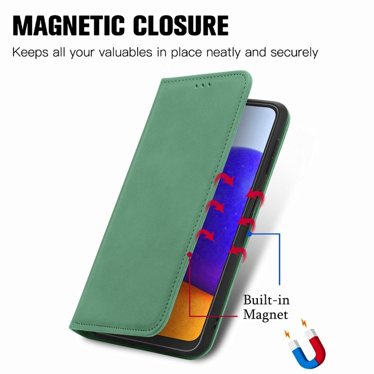 For Samsung Galaxy A22 4G (EU Version) Retro Skin Feel Business Magnetic Horizontal Flip Leather Case With Holder & Card Slots & Wallet & Photo Frame
