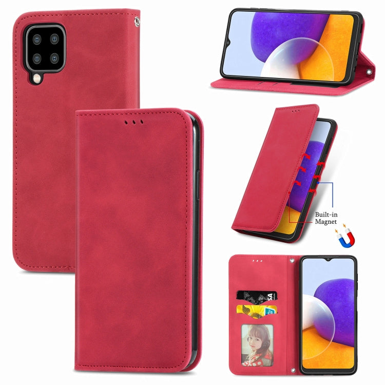 For Samsung Galaxy A22 4G (EU Version) Retro Skin Feel Business Magnetic Horizontal Flip Leather Case With Holder & Card Slots & Wallet & Photo Frame