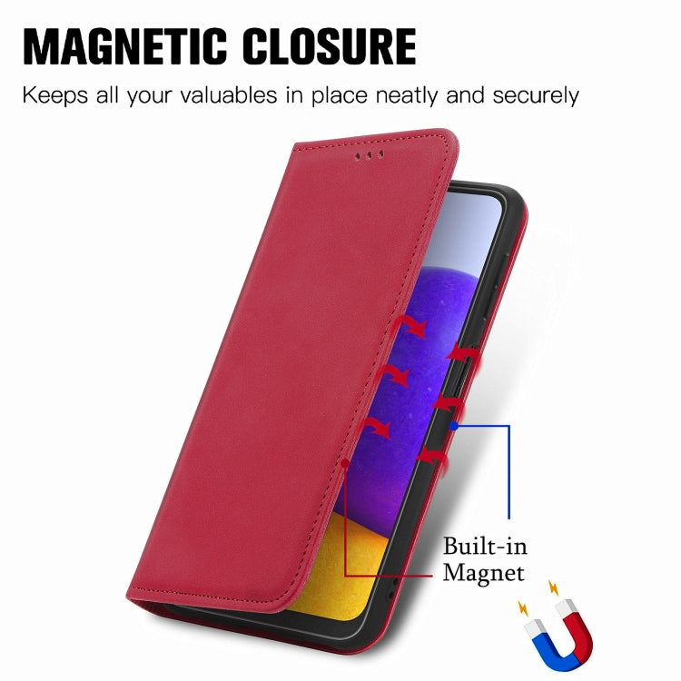 For Samsung Galaxy A22 4G (EU Version) Retro Skin Feel Business Magnetic Horizontal Flip Leather Case With Holder & Card Slots & Wallet & Photo Frame
