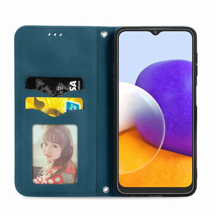 For Samsung Galaxy A22 4G (EU Version) Retro Skin Feel Business Magnetic Horizontal Flip Leather Case With Holder & Card Slots & Wallet & Photo Frame