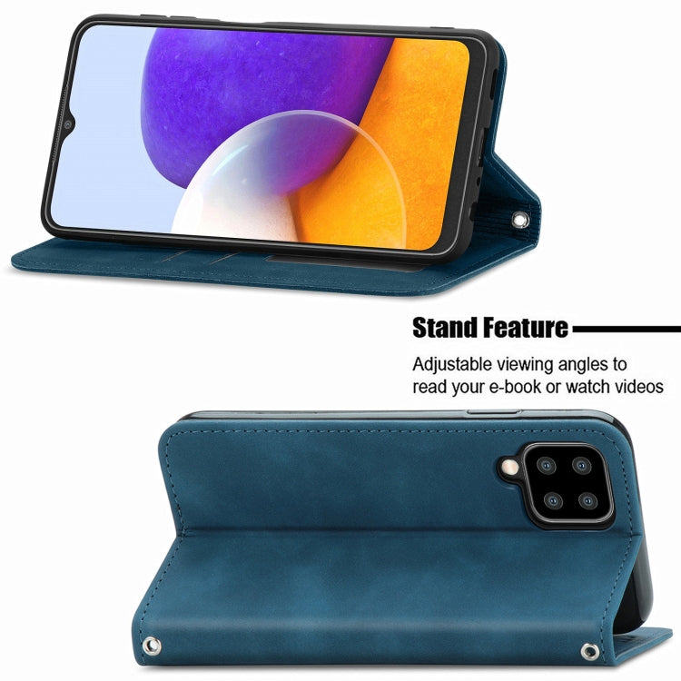 For Samsung Galaxy A22 4G (EU Version) Retro Skin Feel Business Magnetic Horizontal Flip Leather Case With Holder & Card Slots & Wallet & Photo Frame