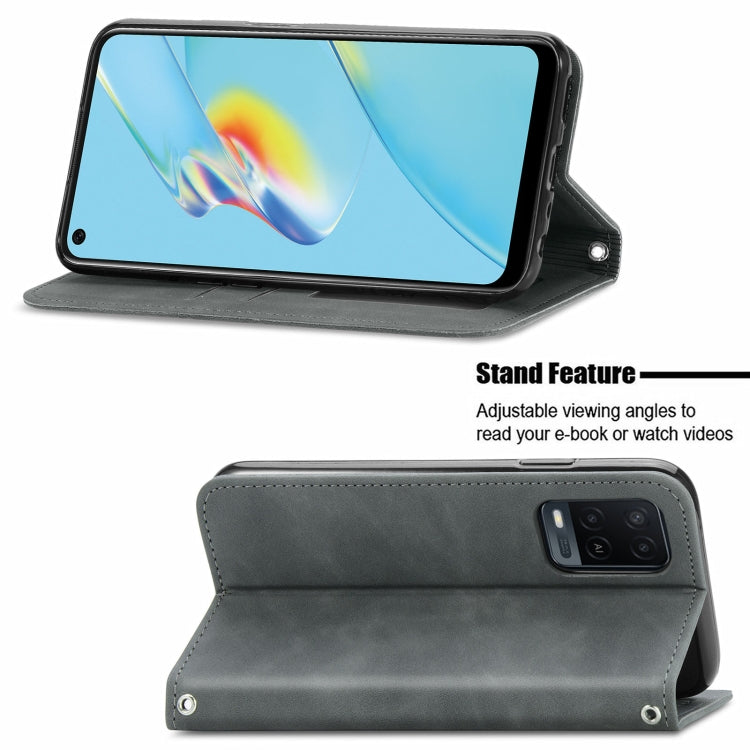 For OPPO A54 4G Retro Skin Feel Business Magnetic Horizontal Flip Leather Case With Holder & Card Slots & Wallet & Photo Frame