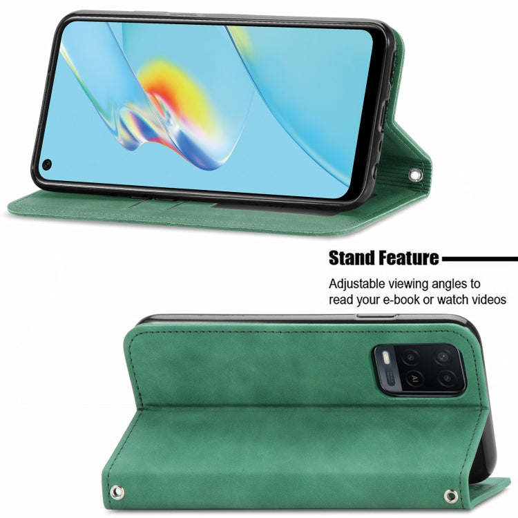 For OPPO A54 4G Retro Skin Feel Business Magnetic Horizontal Flip Leather Case With Holder & Card Slots & Wallet & Photo Frame