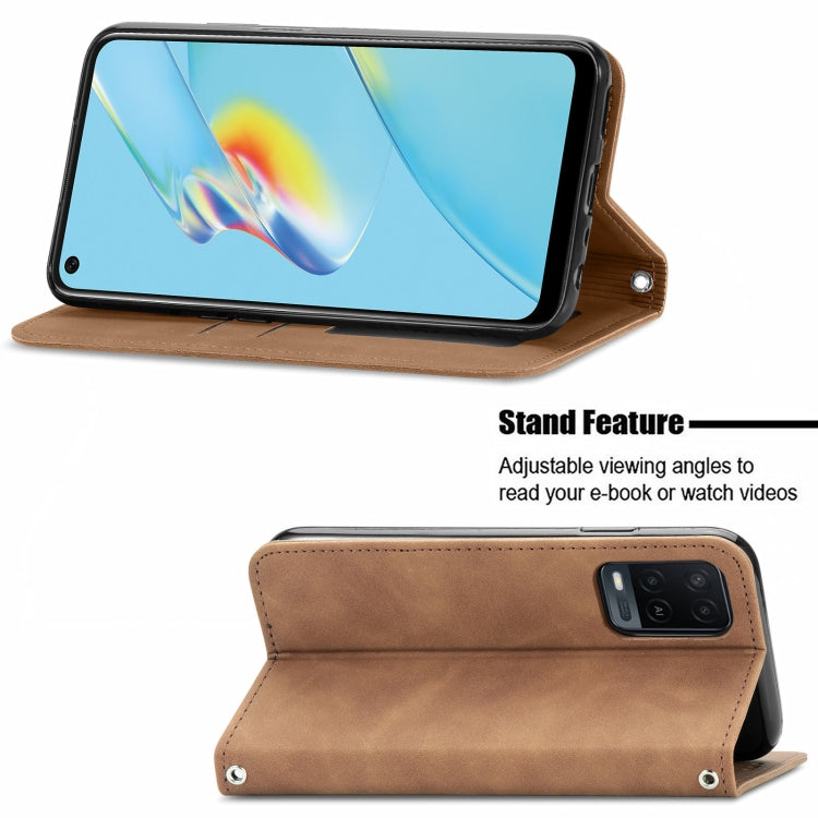 For OPPO A54 4G Retro Skin Feel Business Magnetic Horizontal Flip Leather Case With Holder & Card Slots & Wallet & Photo Frame