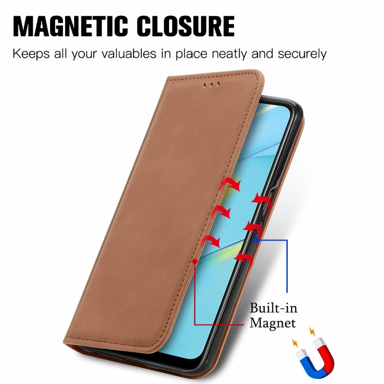 For OPPO A54 4G Retro Skin Feel Business Magnetic Horizontal Flip Leather Case With Holder & Card Slots & Wallet & Photo Frame