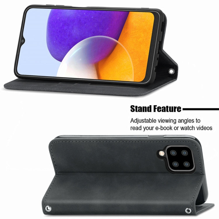 For Samsung Galaxy A22 5G Retro Skin Feel Business Magnetic Horizontal Flip Leather Case With Holder & Card Slots & Wallet & Photo Frame