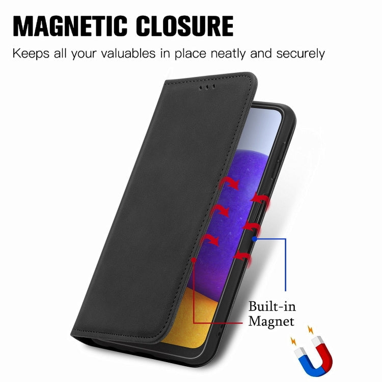 For Samsung Galaxy A22 5G Retro Skin Feel Business Magnetic Horizontal Flip Leather Case With Holder & Card Slots & Wallet & Photo Frame