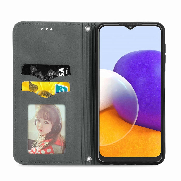For Samsung Galaxy A22 5G Retro Skin Feel Business Magnetic Horizontal Flip Leather Case With Holder & Card Slots & Wallet & Photo Frame
