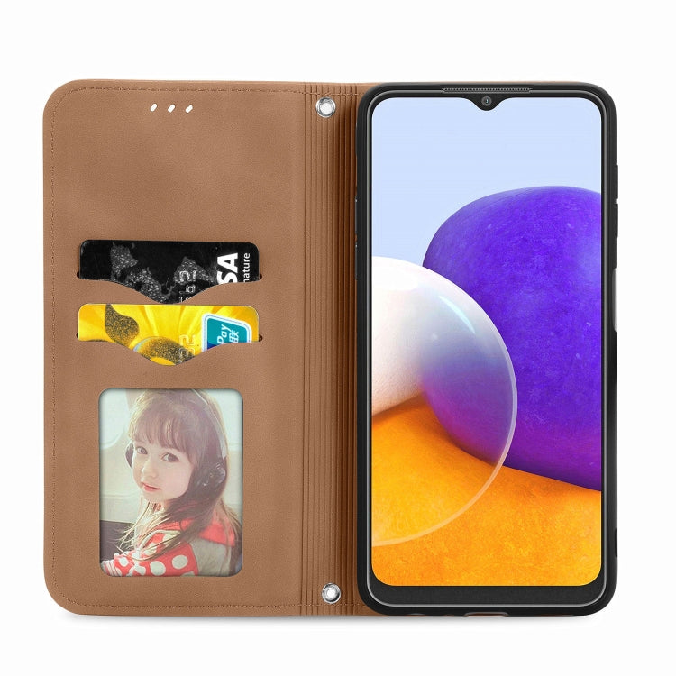 For Samsung Galaxy A22 5G Retro Skin Feel Business Magnetic Horizontal Flip Leather Case With Holder & Card Slots & Wallet & Photo Frame