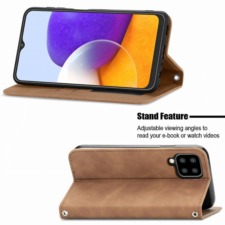 For Samsung Galaxy A22 5G Retro Skin Feel Business Magnetic Horizontal Flip Leather Case With Holder & Card Slots & Wallet & Photo Frame