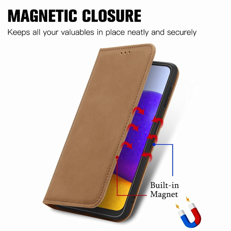 For Samsung Galaxy A22 5G Retro Skin Feel Business Magnetic Horizontal Flip Leather Case With Holder & Card Slots & Wallet & Photo Frame