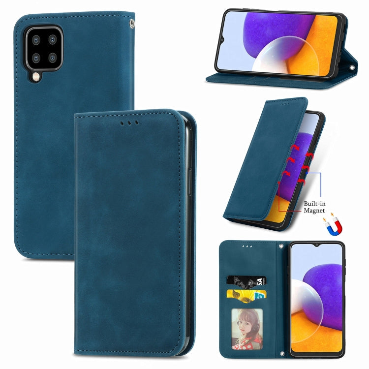 For Samsung Galaxy A22 5G Retro Skin Feel Business Magnetic Horizontal Flip Leather Case With Holder & Card Slots & Wallet & Photo Frame