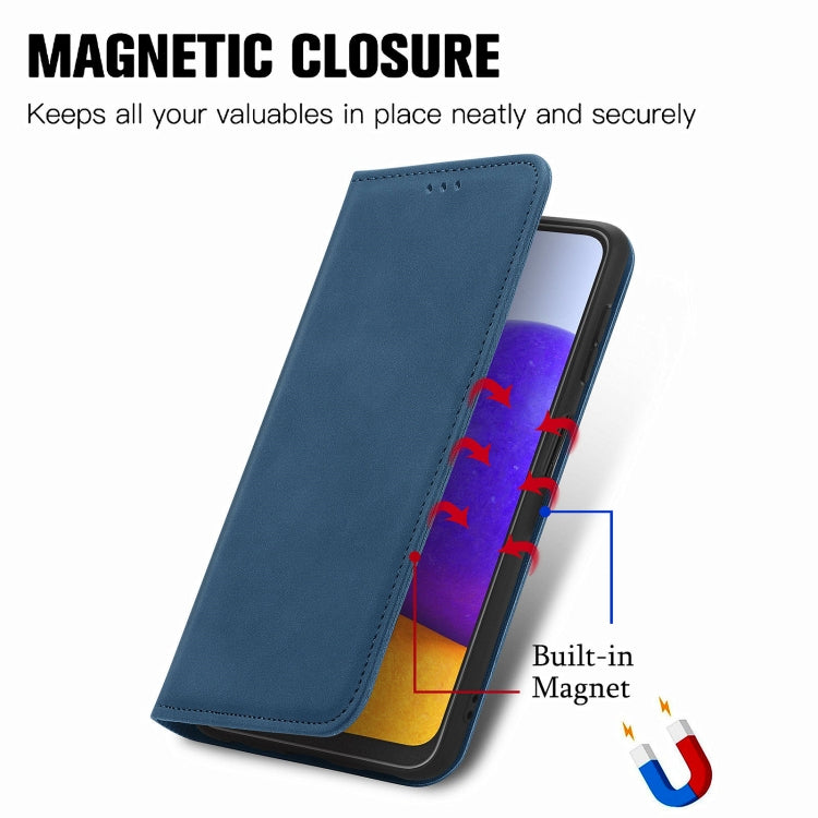 For Samsung Galaxy A22 5G Retro Skin Feel Business Magnetic Horizontal Flip Leather Case With Holder & Card Slots & Wallet & Photo Frame
