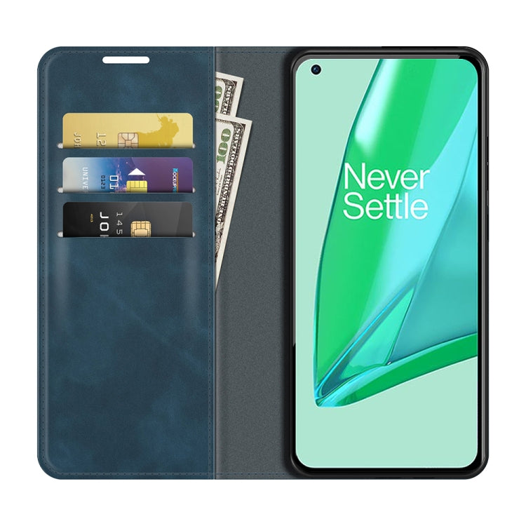 For OnePlus 9 Pro Retro-skin Business Magnetic Suction Leather Case with Holder & Card Slots & Wallet