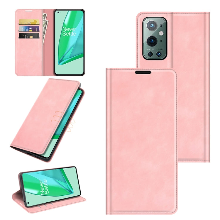 For OnePlus 9 Pro Retro-skin Business Magnetic Suction Leather Case with Holder & Card Slots & Wallet