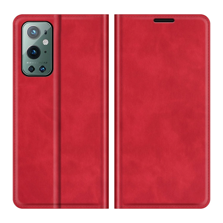 For OnePlus 9 Pro Retro-skin Business Magnetic Suction Leather Case with Holder & Card Slots & Wallet