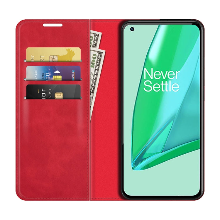 For OnePlus 9 Pro Retro-skin Business Magnetic Suction Leather Case with Holder & Card Slots & Wallet