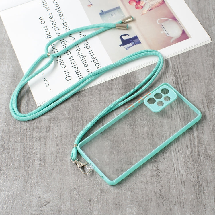For Samsung Galaxy A72 5G / 4G Transparent PC+TPU Phone Case with Contrast Color Button & Neck Lanyard