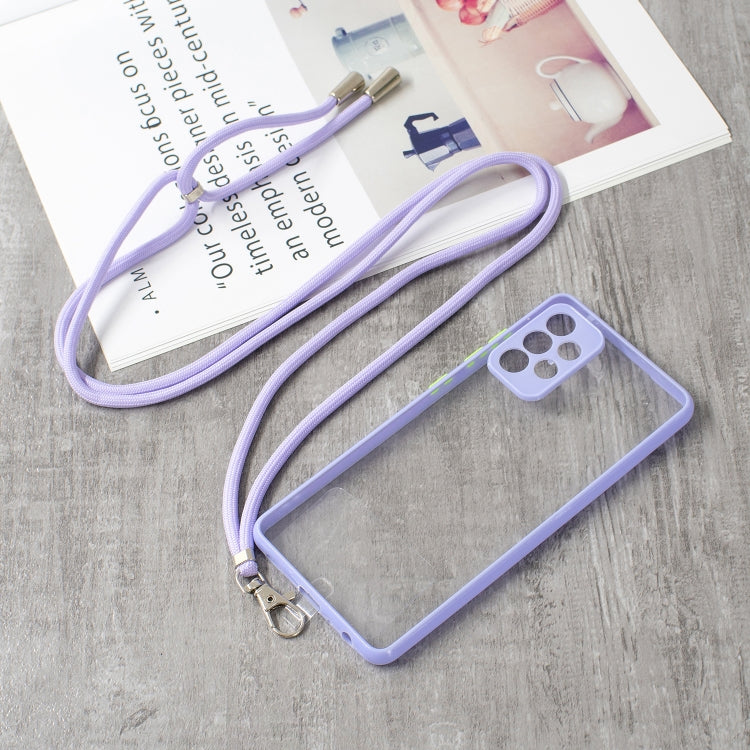 For Samsung Galaxy A72 5G / 4G Transparent PC+TPU Phone Case with Contrast Color Button & Neck Lanyard