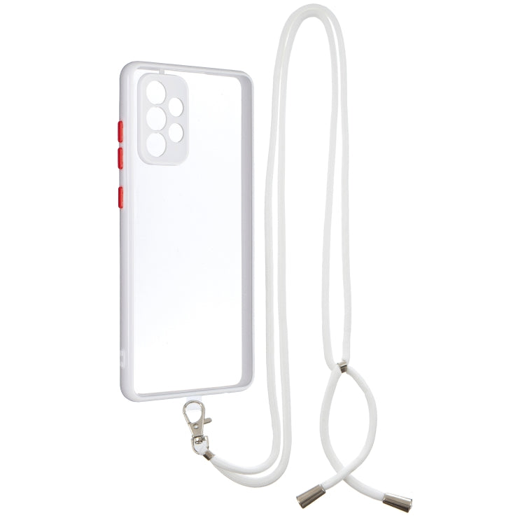 For Samsung Galaxy A72 5G / 4G Transparent PC+TPU Phone Case with Contrast Color Button & Neck Lanyard