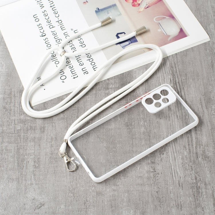 For Samsung Galaxy A72 5G / 4G Transparent PC+TPU Phone Case with Contrast Color Button & Neck Lanyard