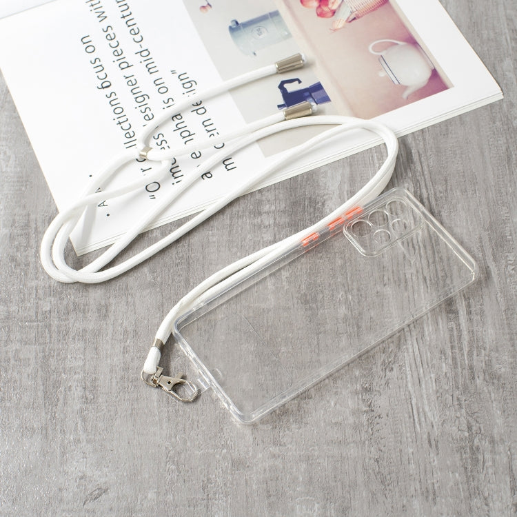 For Samsung Galaxy A72 5G / 4G Transparent PC+TPU Phone Case with Contrast Color Button & Neck Lanyard